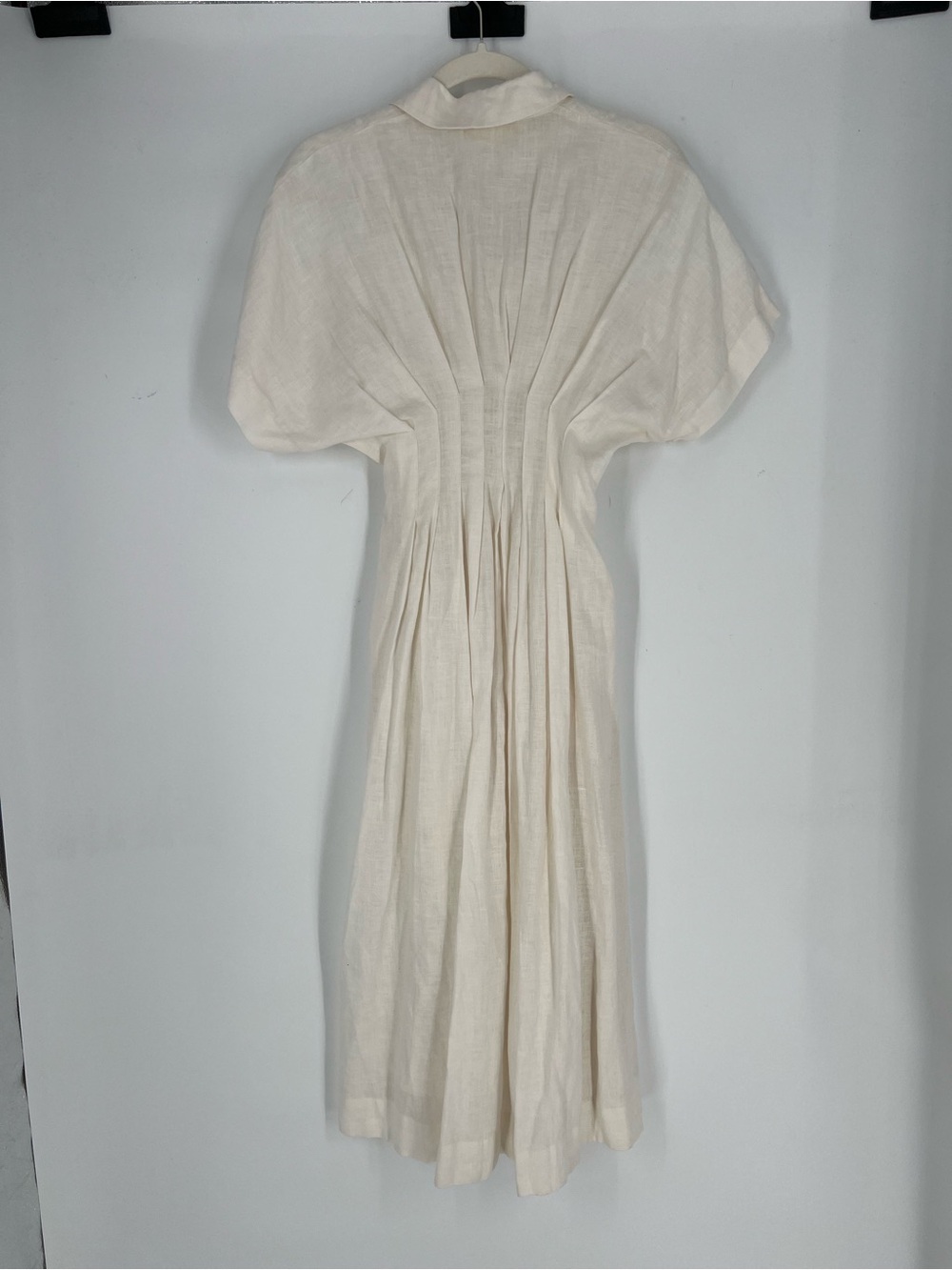 Exquise Anthropologie Tobie White 100% Linen Pleated Button Down Midi Dress XXSP - Picture 11 of 12